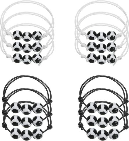 PATIKIL 11mm Soccer Charm Bracelets, 1Set/12Pcs Sports Beads Bracelet Inspirational Wristbands for Teen Adults Sport Theme Party Favors in Saudi Arabia