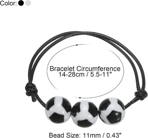PATIKIL 11mm Soccer Charm Bracelets, 1Set/12Pcs Sports Beads Bracelet Inspirational Wristbands for Teen Adults Sport Theme Party Favors in Saudi Arabia