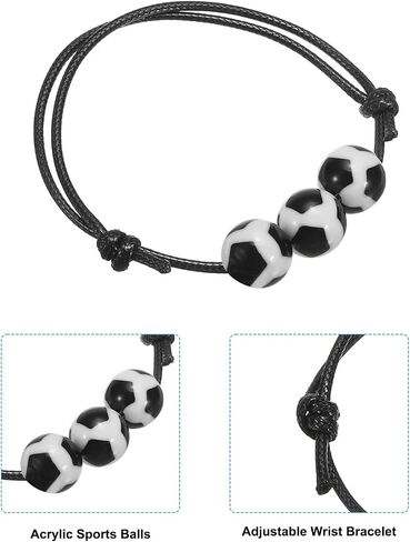 PATIKIL 11mm Soccer Charm Bracelets, 1Set/12Pcs Sports Beads Bracelet Inspirational Wristbands for Teen Adults Sport Theme Party Favors in Saudi Arabia