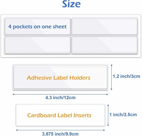 100 عبوة من ملصقات الرف اللاصقة مقاس 1.2 بوصة × 4.3 بوصة مع إدراج الملصقات، حاملات الملصقات البلاستيكية الشفافة من ChanQnTon، ملصقات الأدراج، علامات الأسعار، ملصقات قابلة لإعادة الاستخدام لصناديق التخزين، أرفف خزانة صندوق البريد in Kuwait