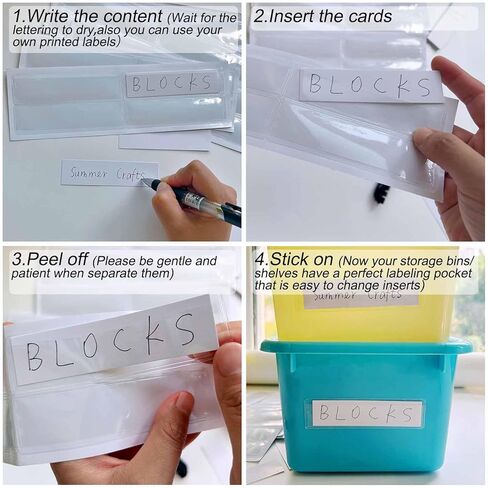 100 عبوة من ملصقات الرف اللاصقة مقاس 1.2 بوصة × 4.3 بوصة مع إدراج الملصقات، حاملات الملصقات البلاستيكية الشفافة من ChanQnTon، ملصقات الأدراج، علامات الأسعار، ملصقات قابلة لإعادة الاستخدام لصناديق التخزين، أرفف خزانة صندوق البريد in Kuwait