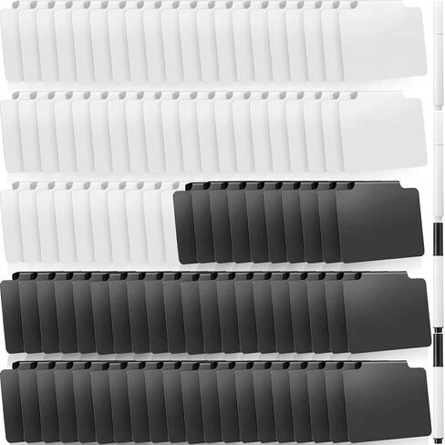 104 Basket Labels Clip,Label Holders for Storage Bins,Includes 100 Kitchen Clip Label Holder Removable Baskets with 4 Chalk Markers for Storage Boxes (Black and White Label, Black and White Marker) in Saudi Arabia