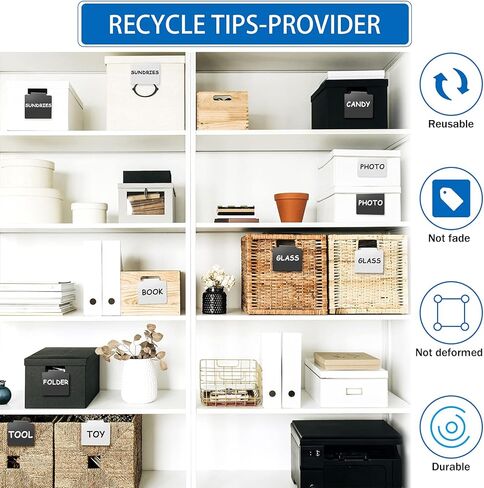 104 Basket Labels Clip,Label Holders for Storage Bins,Includes 100 Kitchen Clip Label Holder Removable Baskets with 4 Chalk Markers for Storage Boxes (Black and White Label, Black and White Marker) in Saudi Arabia
