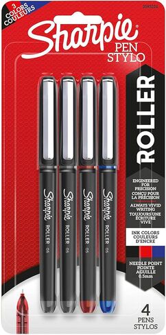 SHARPIE Rollerball Pen, Needle Point, 0.5mm, Assorted Colors, Pack Of 4 in Saudi Arabia