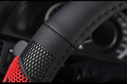 D Cut Steering Wheel Cover - D Shaped Flat Bottom Microfiber Leather Anti-Skid Breathable Fit 14.5"-15" (Black) in Saudi Arabia