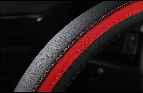 D Cut Steering Wheel Cover - D Shaped Flat Bottom Microfiber Leather Anti-Skid Breathable Fit 14.5"-15" (Black) in Saudi Arabia