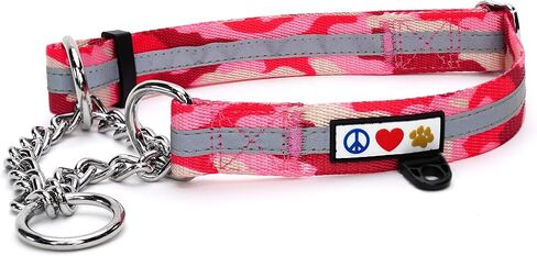 Pawtitas Martingale Dog Collar with Chain a Reflective Dog Training Collar for Large Dogs | Nylon No Pull Dog Collar for Large Dog - Green Camo in Saudi Arabia