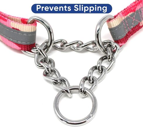 Pawtitas Martingale Dog Collar with Chain a Reflective Dog Training Collar for Large Dogs | Nylon No Pull Dog Collar for Large Dog - Green Camo in Saudi Arabia