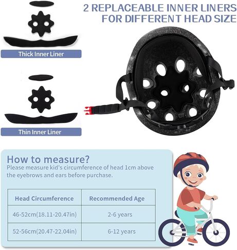 Toddler Helmet, SIFVO Toddler to Kids Bike Helmet with 2 Sets Pads, Boys and Girls Bike Helmet for Kids 2-12, Kids Helmet for Multisport Adjustable and Lightweight 46-56cm in Saudi Arabia