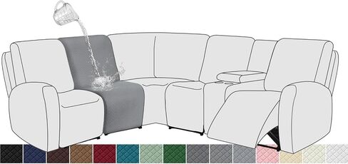 ALIECOM 100% Waterproof Reclining Sectional Couch Covers Jacquard Stretch 2-Piece Sectional Recliner Sofa Cover for Corner L Shaped Sofa Set Recliner Slipcovers Washable (1 Additional Seat, Gray) in Saudi Arabia