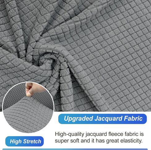 ALIECOM 100% Waterproof Reclining Sectional Couch Covers Jacquard Stretch 2-Piece Sectional Recliner Sofa Cover for Corner L Shaped Sofa Set Recliner Slipcovers Washable (1 Additional Seat, Gray) in Saudi Arabia