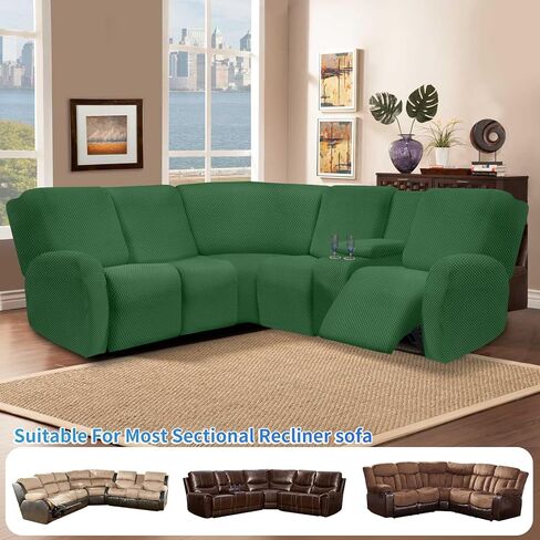 ALIECOM 100% Waterproof Reclining Sectional Couch Covers Jacquard Stretch 2-Piece Sectional Recliner Sofa Cover for Corner L Shaped Sofa Set Recliner Slipcovers Washable (1 Additional Seat, Gray) in Saudi Arabia