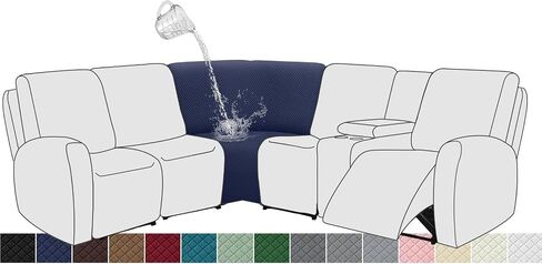 ALIECOM 100% Waterproof Reclining Sectional Couch Covers Jacquard Stretch 2-Piece Sectional Recliner Sofa Cover for Corner L Shaped Sofa Set Recliner Slipcovers Washable (1 Additional Seat, Gray) in Saudi Arabia