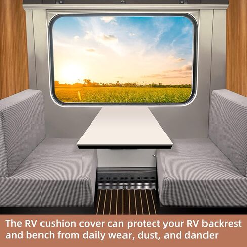 أغطية وسائد Sfcddtlg RV Dinette - أغطية مقاعد RV Dinette قابلة للتمدد باللون الرمادي - أغطية مقاعد أريكة Loveseat قابلة للغسل لمقاعد مقاعد السيارة RV Camper (غطاء مسند ظهر واحد وغطاء مقعد واحد) in Kuwait