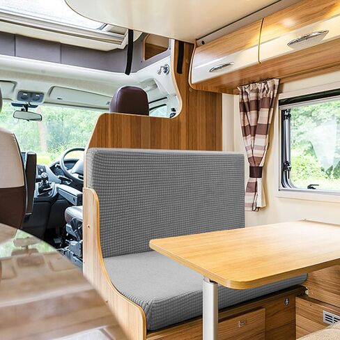 أغطية وسائد Sfcddtlg RV Dinette - أغطية مقاعد RV Dinette قابلة للتمدد باللون الرمادي - أغطية مقاعد أريكة Loveseat قابلة للغسل لمقاعد مقاعد السيارة RV Camper (غطاء مسند ظهر واحد وغطاء مقعد واحد) in Kuwait
