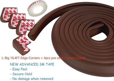 WENPENG Corner Edge Protector for Baby Proofing, Protective Foam Cushion(Large 16.4ft Edge 4 Corners), Child Safety Furniture Fireplace Corner Edge Bumper Guard, Soft NBR Rubber Foam, Black in Saudi Arabia
