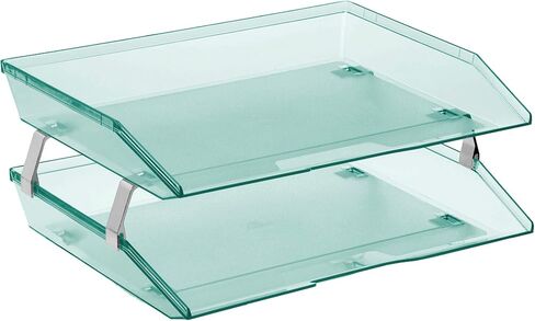 Acrimet Facility 2 Tier Letter Tray Side Load, Desktop File Organizer, Plastic (Clear Pink Color) in Saudi Arabia