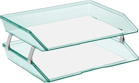 Acrimet Facility 2 Tier Letter Tray Side Load, Desktop File Organizer, Plastic (Clear Pink Color) in Saudi Arabia