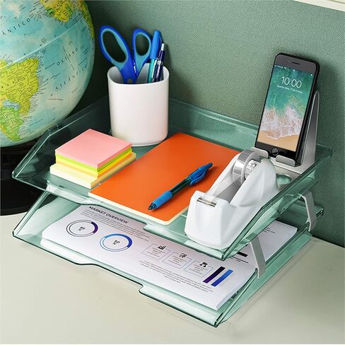 Acrimet Facility 2 Tier Letter Tray Side Load, Desktop File Organizer, Plastic (Clear Pink Color) in Saudi Arabia