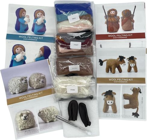 ThinkThings Nativity Felting Kits,Needle Felting kit,Gift Needle Felting Kits for Beginners,Wool Felting Doll with DIY Instruction (8PCS Kits) in Saudi Arabia