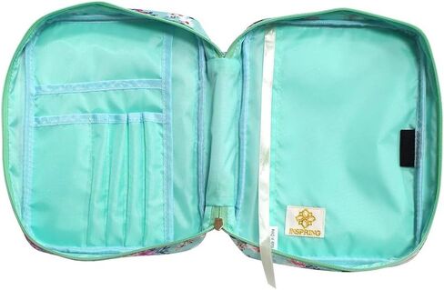 حافظة غطاء الكتاب المقدس للنساء مع جيب بسحاب وجيوب تنظيم داخلية تناسب الكتاب المقدس ذو الحجم القياسي 9.8 × 6.5 × 2.4 بوصة من نسيج الأزهار، هدية للأم in Kuwait