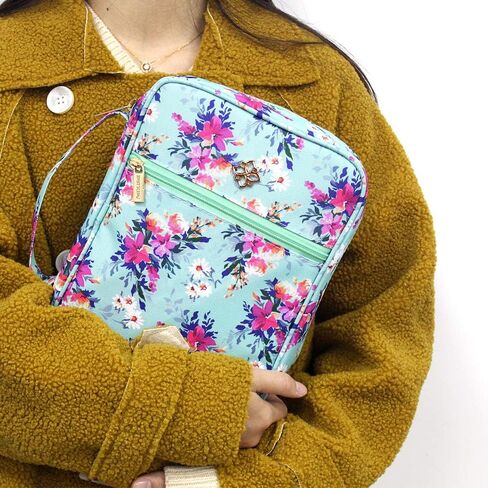 حافظة غطاء الكتاب المقدس للنساء مع جيب بسحاب وجيوب تنظيم داخلية تناسب الكتاب المقدس ذو الحجم القياسي 9.8 × 6.5 × 2.4 بوصة من نسيج الأزهار، هدية للأم in Kuwait