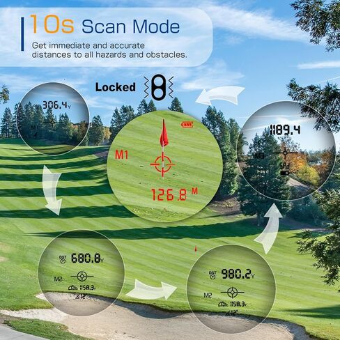 Golf Rangefinder with Slope, 1092 Yards Laser Range Finder Golfing 6X Magnification Flag Pole Locking Vibration, Golf Range Finders with High-Precisio Golf Accessories for Men in Kuwait