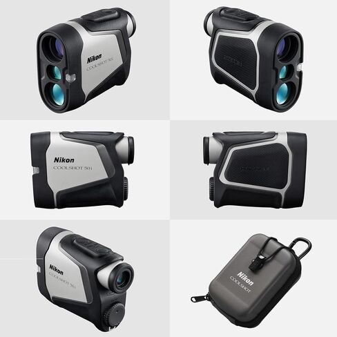 حزمة Nikon COOLSHOT 50i Golf Rangefinder (16760) مع 3 بطاريات CR2 إضافية وقطعة قماش للتنظيف - مقاومة للماء، مغناطيسية، تقنية قفل عصا العلم مع تعديل المنحدر - ملحقات الجولف للرجال in Saudi Arabia