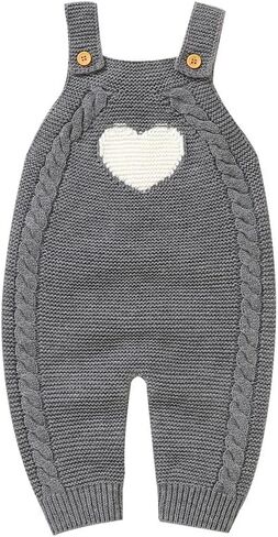 Neiwech Baby Boy Girl Romper 0-18 Months Heart Sleeveless Knit Jumpsuit Overalls Clothes for Newborn Infant in Saudi Arabia