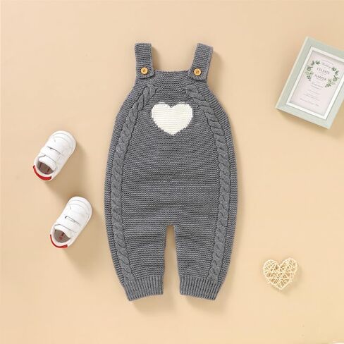 Neiwech Baby Boy Girl Romper 0-18 Months Heart Sleeveless Knit Jumpsuit Overalls Clothes for Newborn Infant in Saudi Arabia