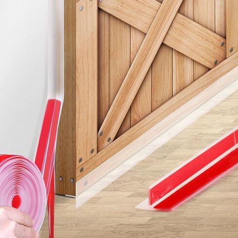 Dealsgogo Barn Door Seal 19.7 قدم، تجريد الباب من الطقس لأسفل وجانب الباب، سدادة مسودة الباب تستخدم لمنع الحشرات والجسيمات in Kuwait