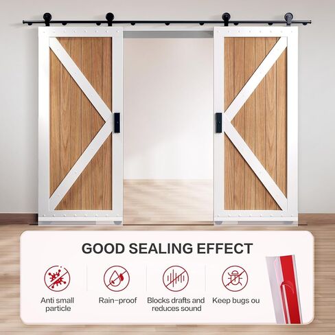Dealsgogo Barn Door Seal 19.7 قدم، تجريد الباب من الطقس لأسفل وجانب الباب، سدادة مسودة الباب تستخدم لمنع الحشرات والجسيمات in Kuwait