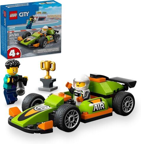 LEGO City Green Race Car Toy, Classic-Style Racing Vehicle, Small Toy Gift for Kids, Building Kit for Boys and Girls Ages 4 and Up, Photographer and Driver Minifigures, 60399 in Saudi Arabia