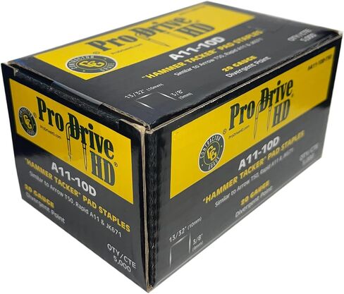 Pro Drive HD Hammer Tacker Pad Staples, Ideal for Carpet Pad, Carpet Padding, Galvanized Divergent Point, 20 Gaige Staples, Superior Grip & Holding Power, 5000 Count per Box, 13/32'' Crown, 3/8" Leg in Saudi Arabia