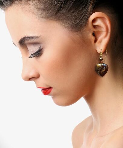 Handmade Bohemian Style Dangle Earrings, Unique Jewelry for Women, Heart Shape, Brown Earrings, Turkish Accessories in Kuwait