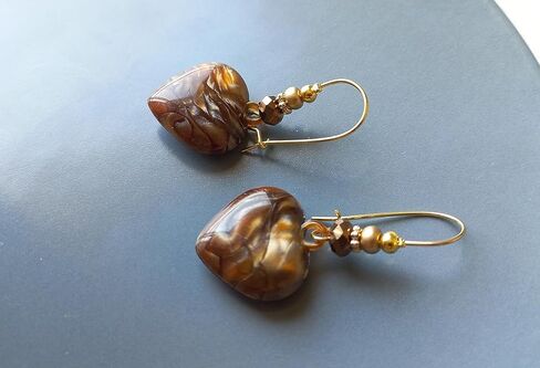 Handmade Bohemian Style Dangle Earrings, Unique Jewelry for Women, Heart Shape, Brown Earrings, Turkish Accessories in Kuwait