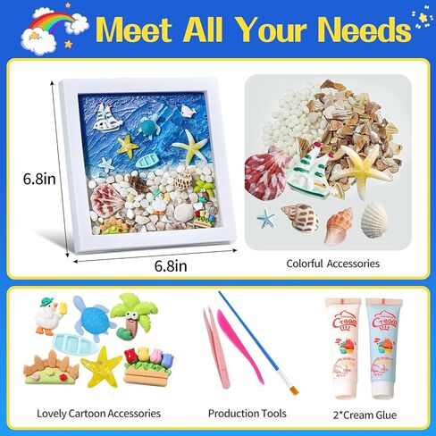 DIY Your Own Beach Arts and Crafts Painting Kit, Kids Arts &Crafts Supplies, DIY Picture Frame Creativity Art Toys Gifts for Boys&Girls, Arts and Crafts Activities for Kid 4 5 6 7 8 10 11 12 Year Old in Kuwait