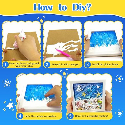 DIY Your Own Beach Arts and Crafts Painting Kit, Kids Arts &Crafts Supplies, DIY Picture Frame Creativity Art Toys Gifts for Boys&Girls, Arts and Crafts Activities for Kid 4 5 6 7 8 10 11 12 Year Old in Kuwait