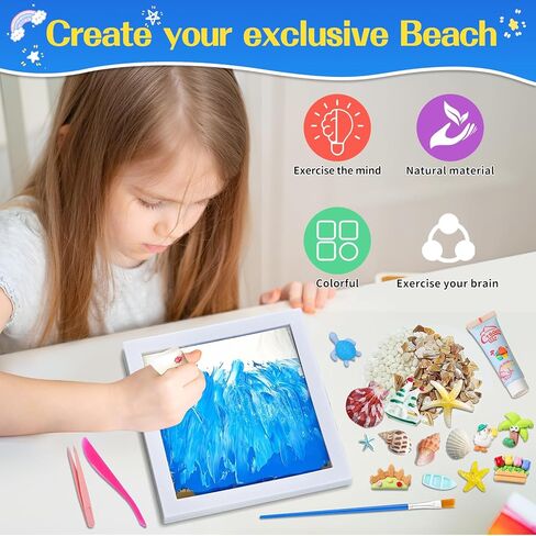 DIY Your Own Beach Arts and Crafts Painting Kit, Kids Arts &Crafts Supplies, DIY Picture Frame Creativity Art Toys Gifts for Boys&Girls, Arts and Crafts Activities for Kid 4 5 6 7 8 10 11 12 Year Old in Kuwait