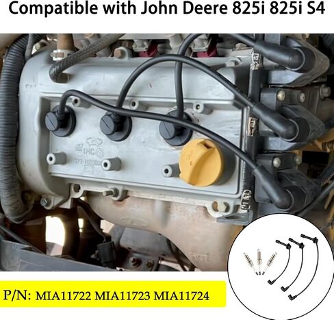 مجموعة أسلاك توصيل الإشعال وشمعات الإشعال XTPTFFABS-MIA11722 MIA11723 MIA11724 متوافقة مع John Deere 825i 825i S4، إصدار ممتد (3 قطع) in Saudi Arabia
