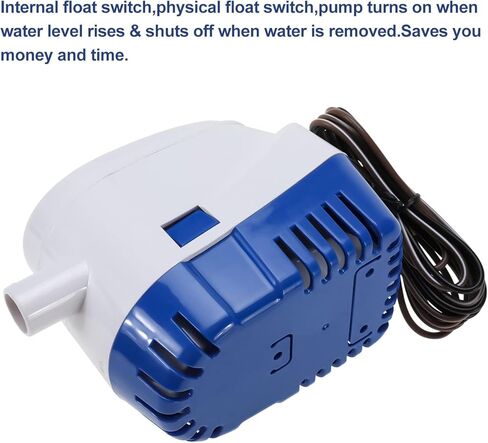 Yuelianart Auto Bilge Pump,1100GPH 12v 1/8" Outlet Dia. Automatic Bilge Pump,Built-in Auto Float Switch Submersible Pump for Boat (1100GPH) in Saudi Arabia