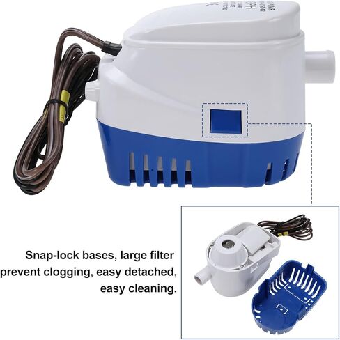 Yuelianart Auto Bilge Pump,1100GPH 12v 1/8" Outlet Dia. Automatic Bilge Pump,Built-in Auto Float Switch Submersible Pump for Boat (1100GPH) in Saudi Arabia