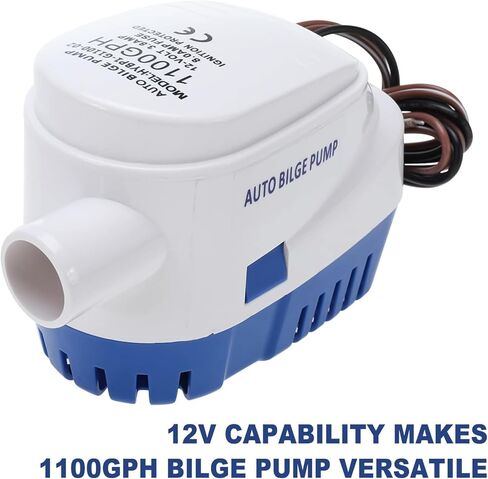 Yuelianart Auto Bilge Pump,1100GPH 12v 1/8" Outlet Dia. Automatic Bilge Pump,Built-in Auto Float Switch Submersible Pump for Boat (1100GPH) in Saudi Arabia