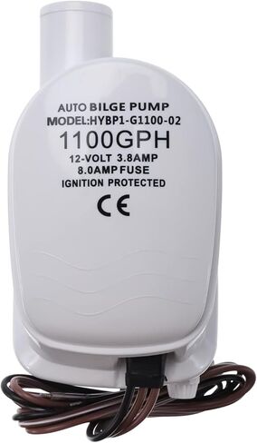 Yuelianart Auto Bilge Pump,1100GPH 12v 1/8" Outlet Dia. Automatic Bilge Pump,Built-in Auto Float Switch Submersible Pump for Boat (1100GPH) in Saudi Arabia