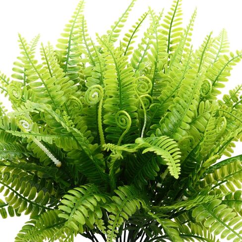 DVGUN 12 Bundles Artificial Plants Boston Fern Fake Bushes Artificial Shrubs Greenery Plastic Outdoor UV Resistant Faux Ferns in Kuwait