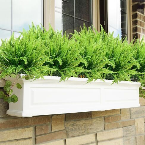 DVGUN 12 Bundles Artificial Plants Boston Fern Fake Bushes Artificial Shrubs Greenery Plastic Outdoor UV Resistant Faux Ferns in Kuwait