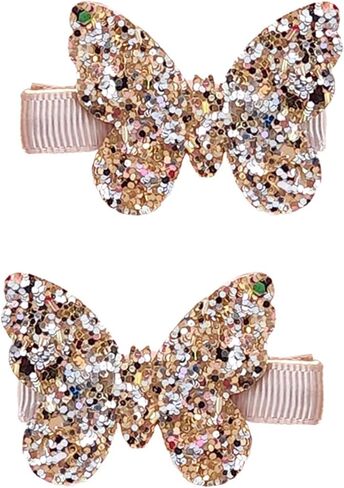 New Glitter Gold Bows Hair Clip For Girls, Baby Girl Toddler Clips, Hair Accessories.(FJ98) (Gold butterfly) in Kuwait