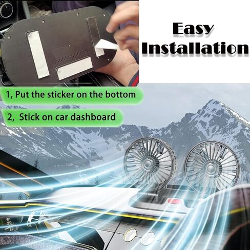 MICLSRS USB مروحة سيارة مزدوجة الرأس، مروحة لوحة القيادة للسيارة، قابلة للدوران 360 درجة، حل تبريد قوي للسيارة SUV RV (يعمل بـ USB) in Kuwait