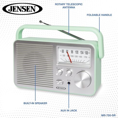 جنسن MR-750-GR MR-750 راديو AM/FM محمول (أخضر) in Saudi Arabia