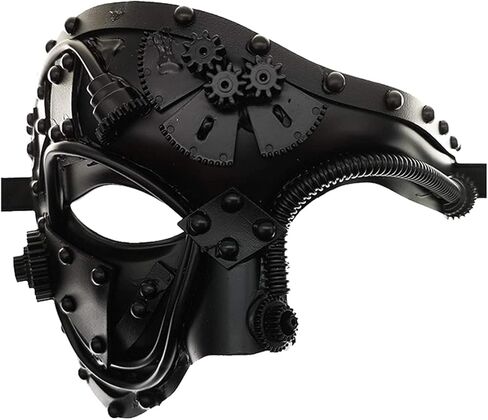 Steampunk Metal Cyborg Venetian Mask Masquerade Mask Men Venetian Party Mask Phantom of The Opera Mardi Gras Mask in Kuwait